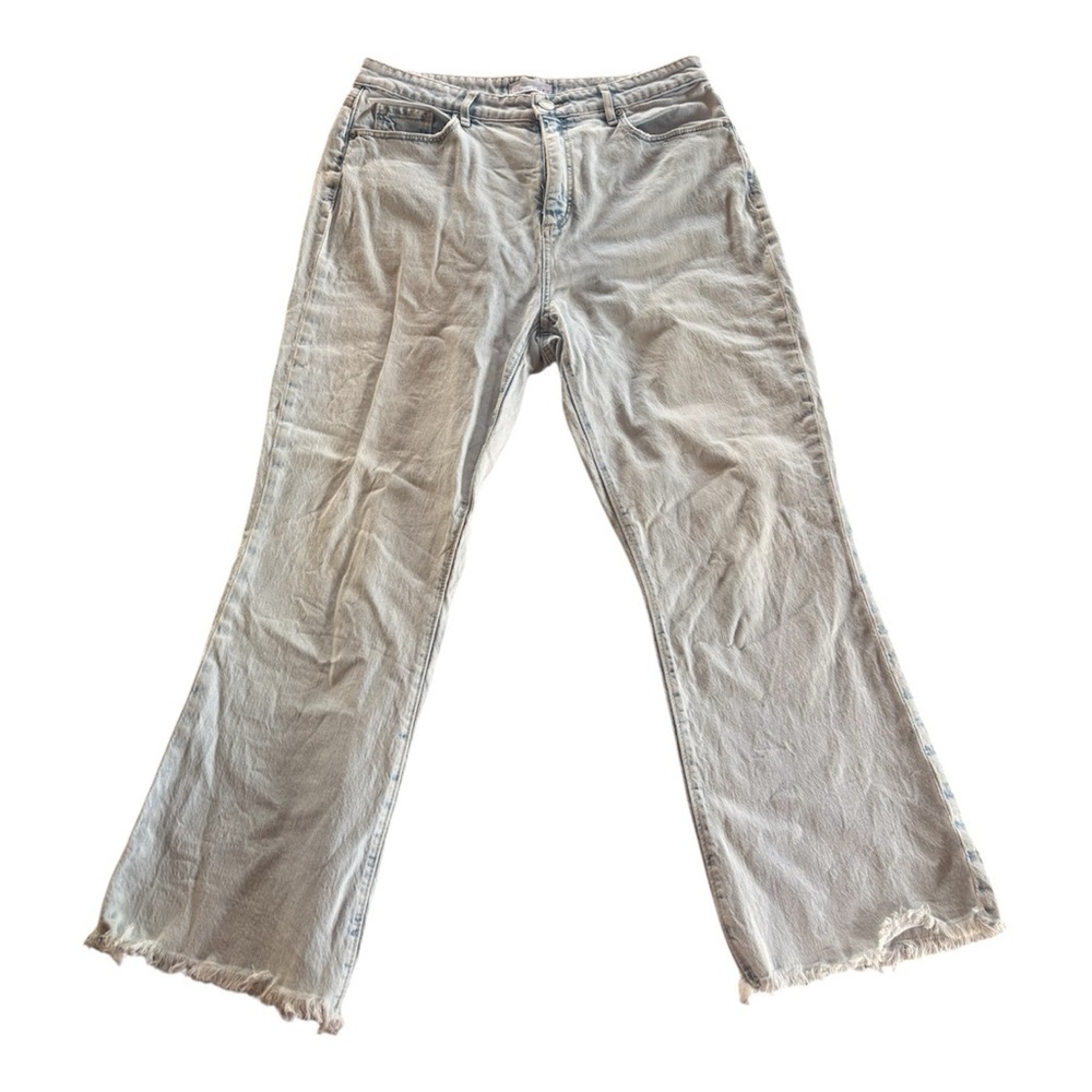 LOFT Light Wash Denim Wide Leg Flare Cropped Frayed Jeans size 10 NWOT